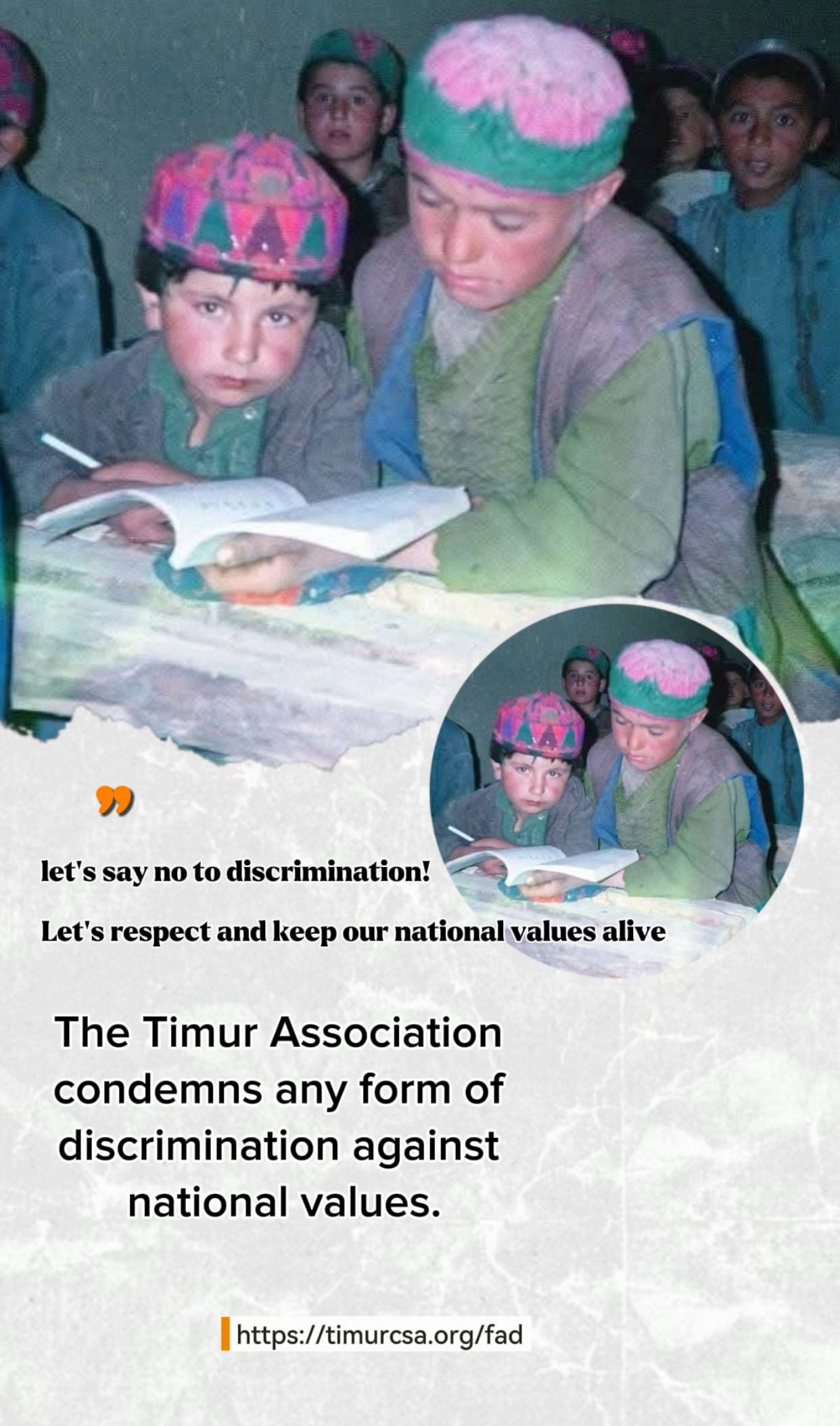 انجمن تیمور تبعیض در  برابر ارزش های ملی را محکوم می نماید